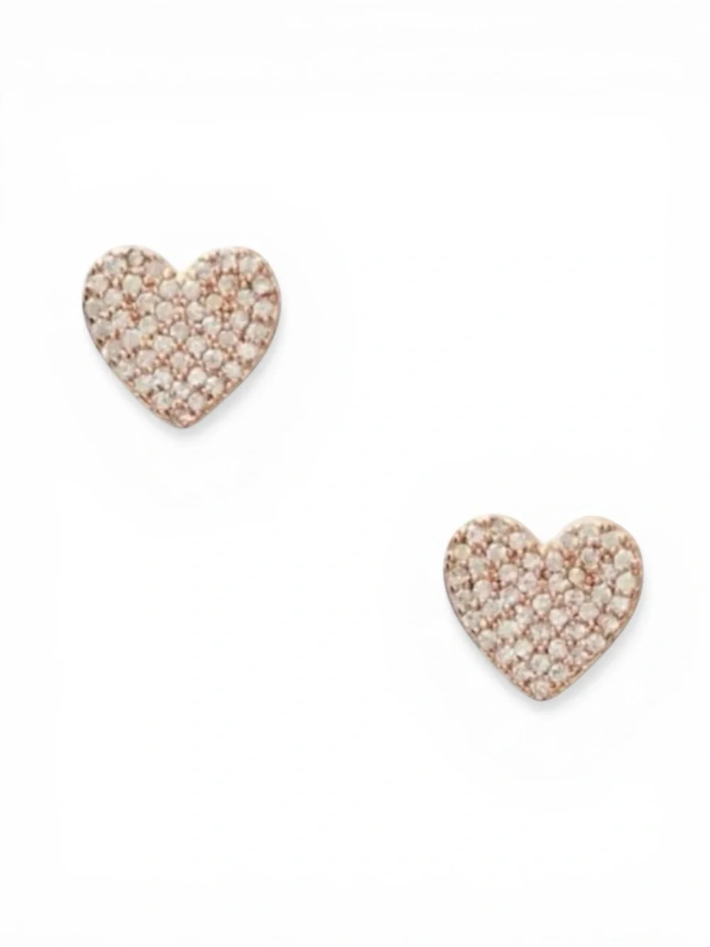 Kate Spade Rose Gold Pavé Heart Stud Earrings – NWT